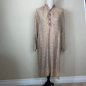 Long Tunic Midi Dress with embroidered Collar